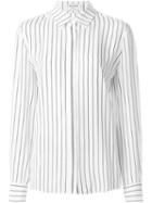 Frame Denim Striped Shirt, Women's, Size: M, White, Silk
