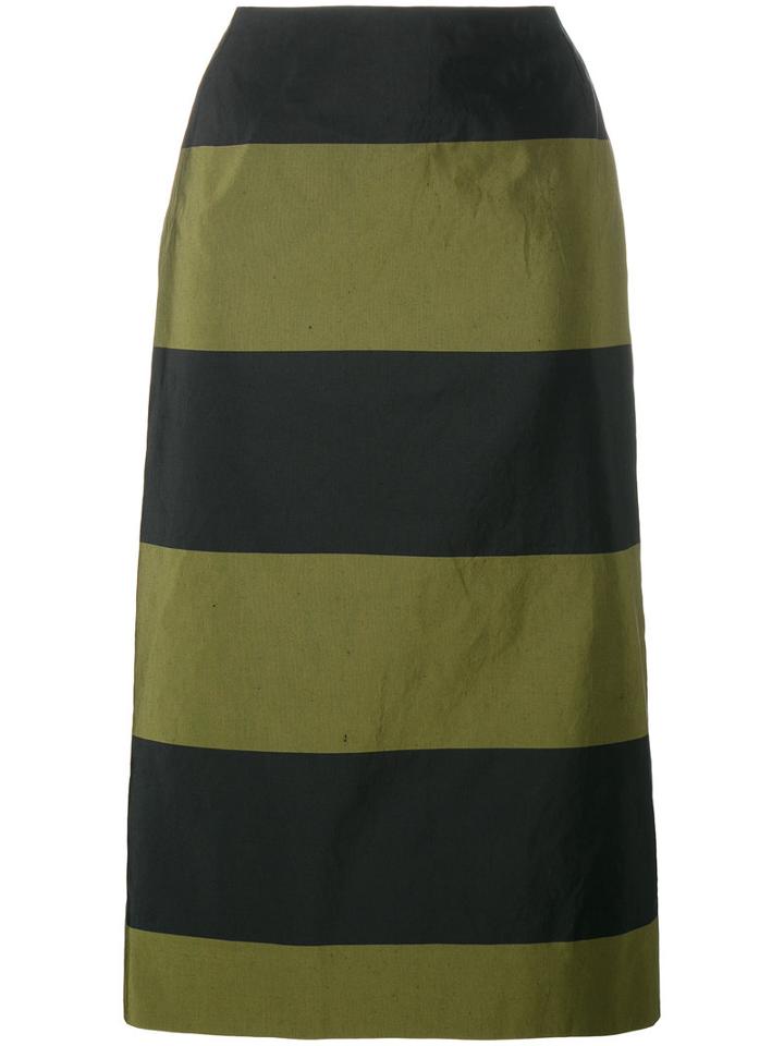 Dries Van Noten Scranton Long Stripe Skirt, Women's, Size: 40, Black, Linen/flax/polyester