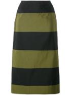 Dries Van Noten Scranton Long Stripe Skirt, Women's, Size: 40, Black, Linen/flax/polyester