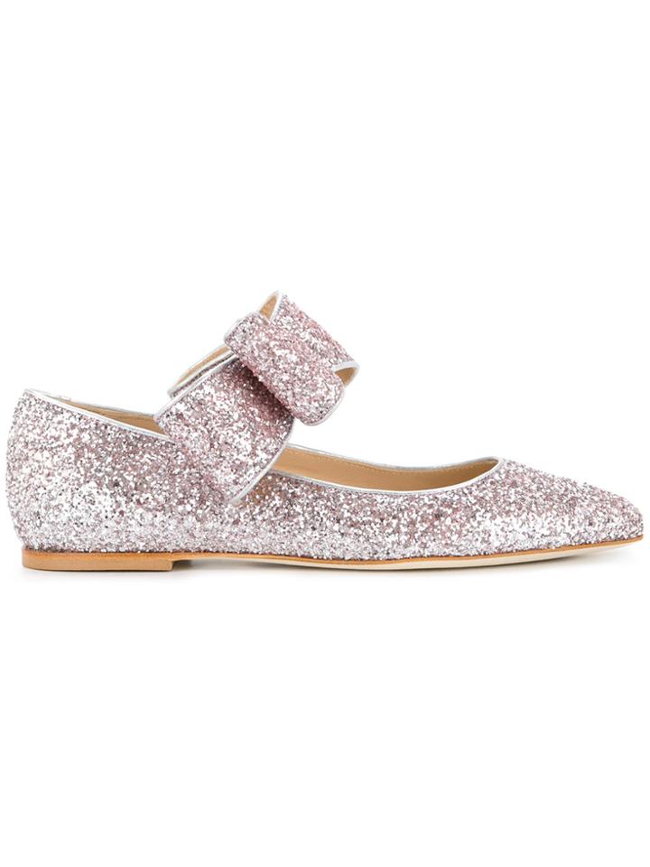 Polly Plume Metallic Glitter Ballerinas - Pink & Purple