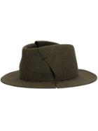 Maison Michel Andre Hat With Stitching Details, Women's, Size: S, Green, Cotton/rabbit Fur/viscose