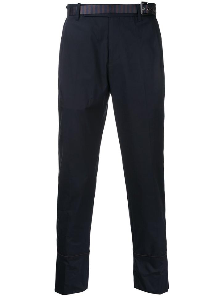 Wooyoungmi Cropped Tailored Trousers, Men's, Size: 48, Blue, Cotton/polyester