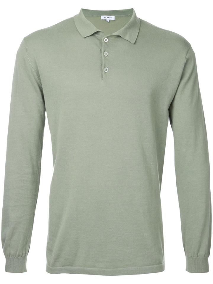 Venroy - Longsleeved Polo Shirt - Men - Cotton - S, Green, Cotton