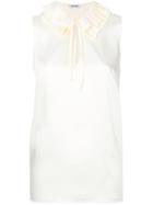 P.a.r.o.s.h. - Pleated Neck Sleeveless Blouse - Women - Polyester - L, White, Polyester