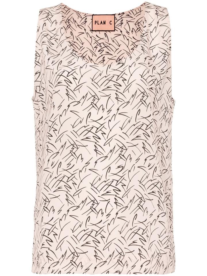 Plan C Leaf Print Vest - Pink