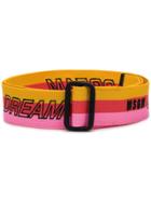 Msgm Striped Logo Belt - Pink
