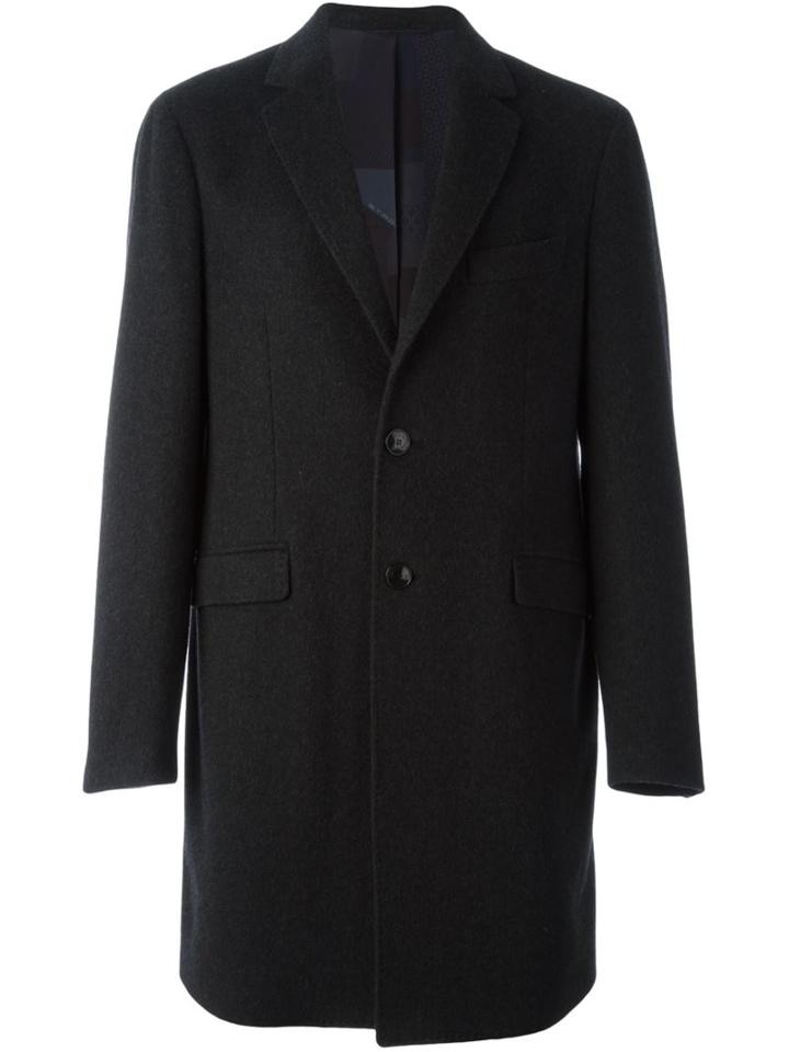 Etro Classic Single Breasted Coat, Men's, Size: 50, Black, Silk/acetate/viscose/cashmere