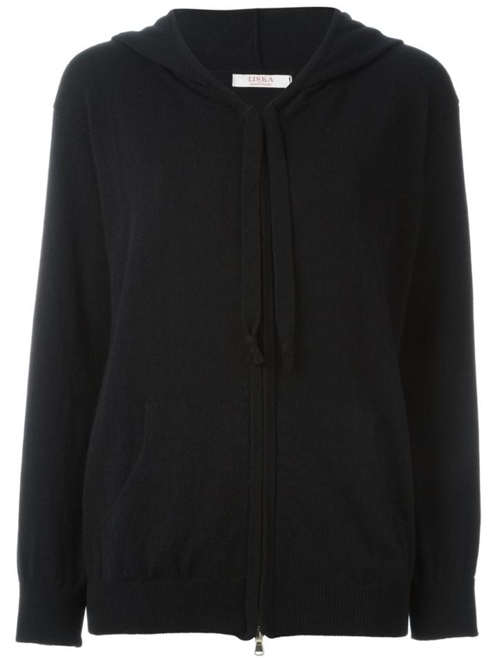 Liska Cashmere Hooded Cardigan, Women's, Size: Large, Black, Cashmere