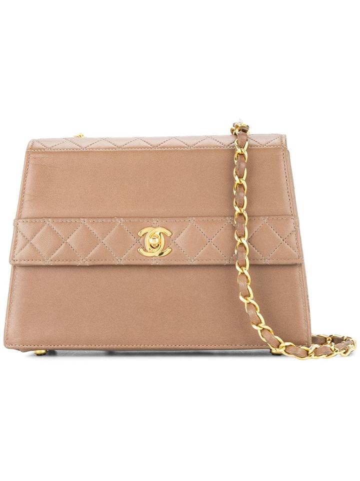 Chanel Vintage Turnlock Trapeze Shoulder Bag - Brown