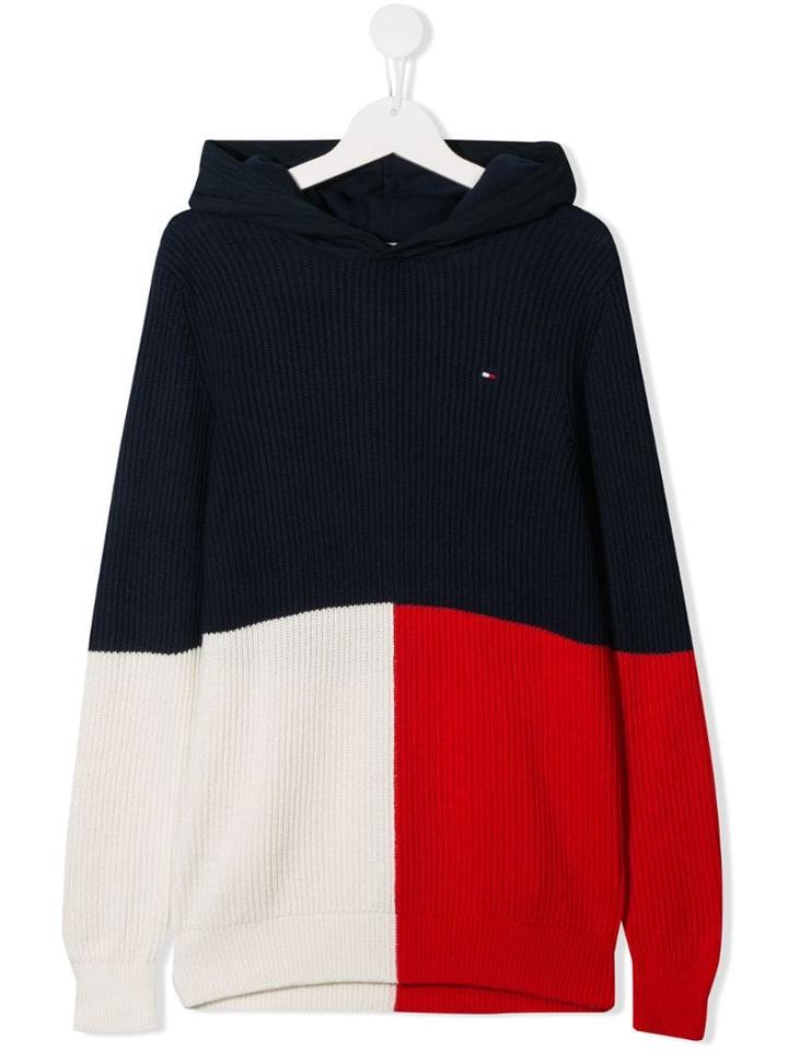 Tommy Hilfiger Junior Paneled Colour Block Design Hoodie - Blue