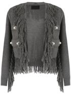 Andrea Bogosian Fringed Knit Cardigan - Grey