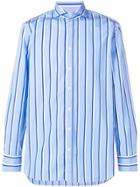 Lardini Striped Pointed Collar Shirt - Blue