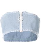 Off-white Zipped Bandeau Top - Blue