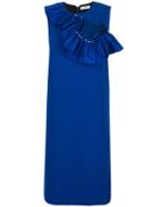 Brognano Ruffled Neck Dress - Blue