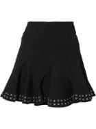 Derek Lam 10 Crosby Eyelet Trim Skirt, Women's, Size: 8, Black, Cotton/spandex/elastane
