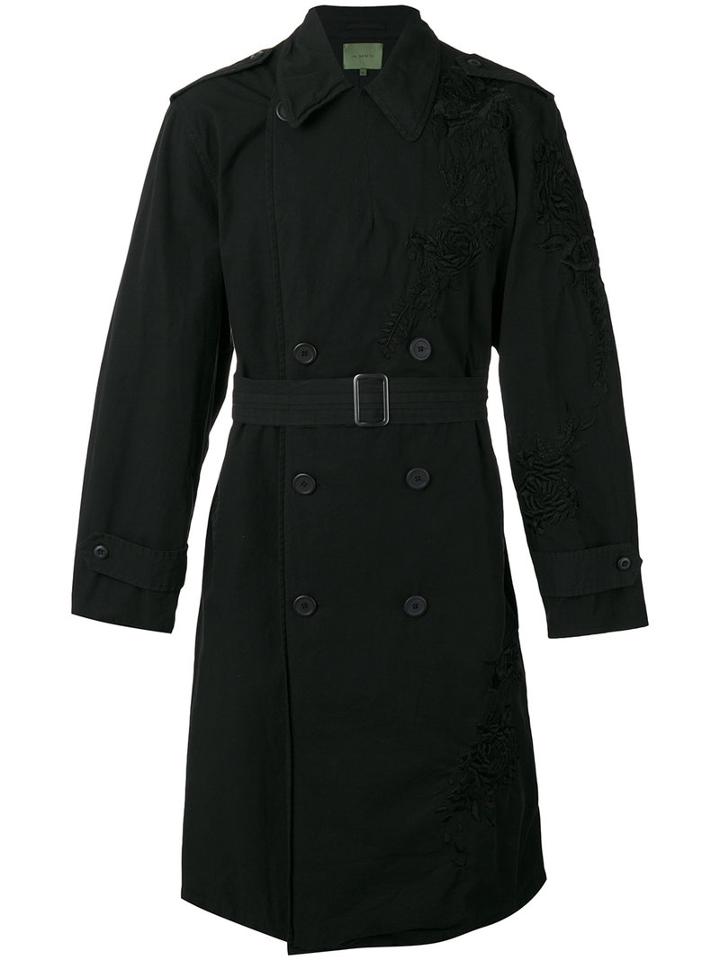 Amen - Embroidered Trench Coat - Men - Cotton/viscose - 48, Black, Cotton/viscose