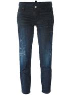 Dsquared2 'skinny' Medium Waist Cropped Jeans, Women's, Size: 40, Blue, Cotton/spandex/elastane/polyester/calf Leather