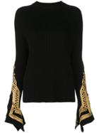 Oscar De La Renta Embroidered Cuffs Jumper - Black