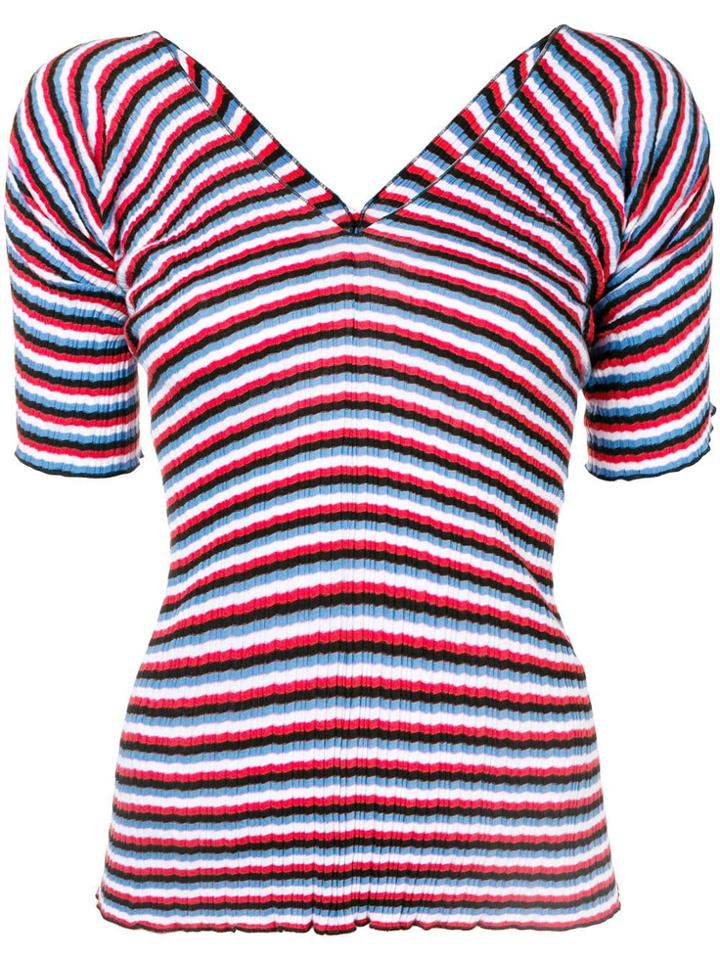 Sonia Rykiel Striped Micro-pleat T-shirt - Red
