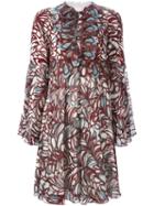 Giamba Pussy Bow Collar Printed Dress, Women's, Size: 40, Silk/viscose/polyester/cotton