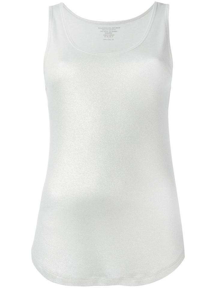 Majestic Filatures Metallic Effect Tank, Women's, Size: I, White, Viscose/spandex/elastane