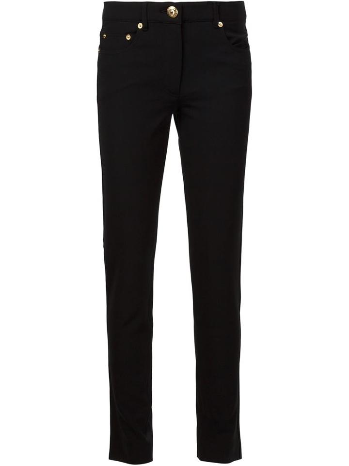 Moschino Slim Fit Trousers, Women's, Size: 38, Black, Polyester/triacetate