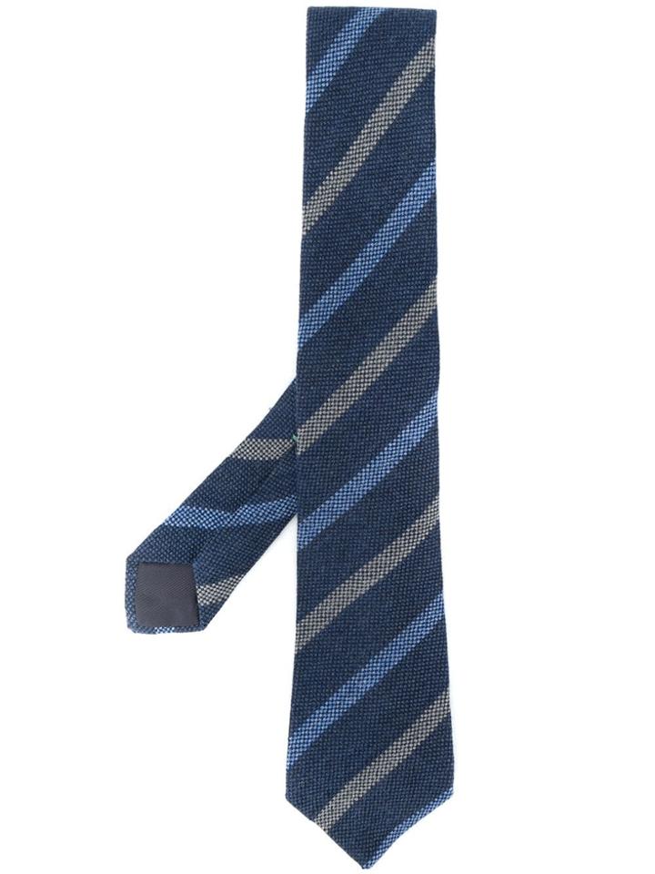 Borrelli Striped Print Tie - Blue