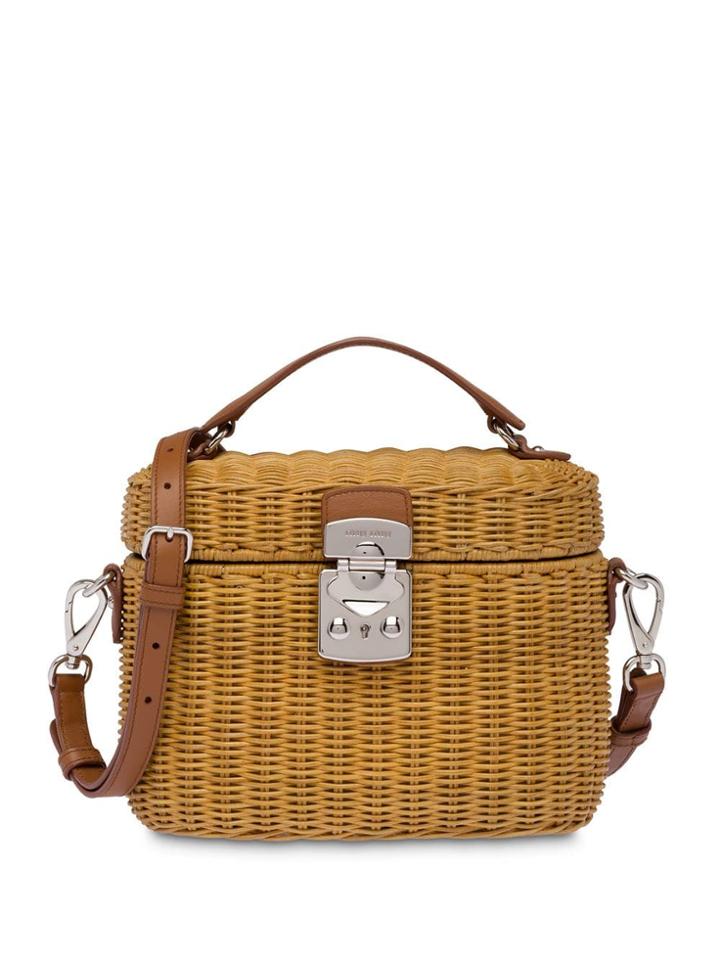 Miu Miu Wicker And Leather Shoulder Bag - Brown
