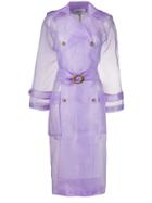 Nanushka Sheer Belted Trench Coat - Purple