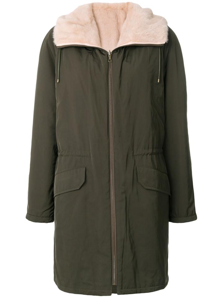Army Yves Salomon Fur-trimmed Parka Coat - Green