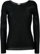 Armani Collezioni Honeycomb Knit Top, Women's, Size: 44, Black, Polyamide/spandex/elastane