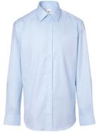 Burberry Slim Fit Monogram Motif Cotton Poplin Shirt - Blue