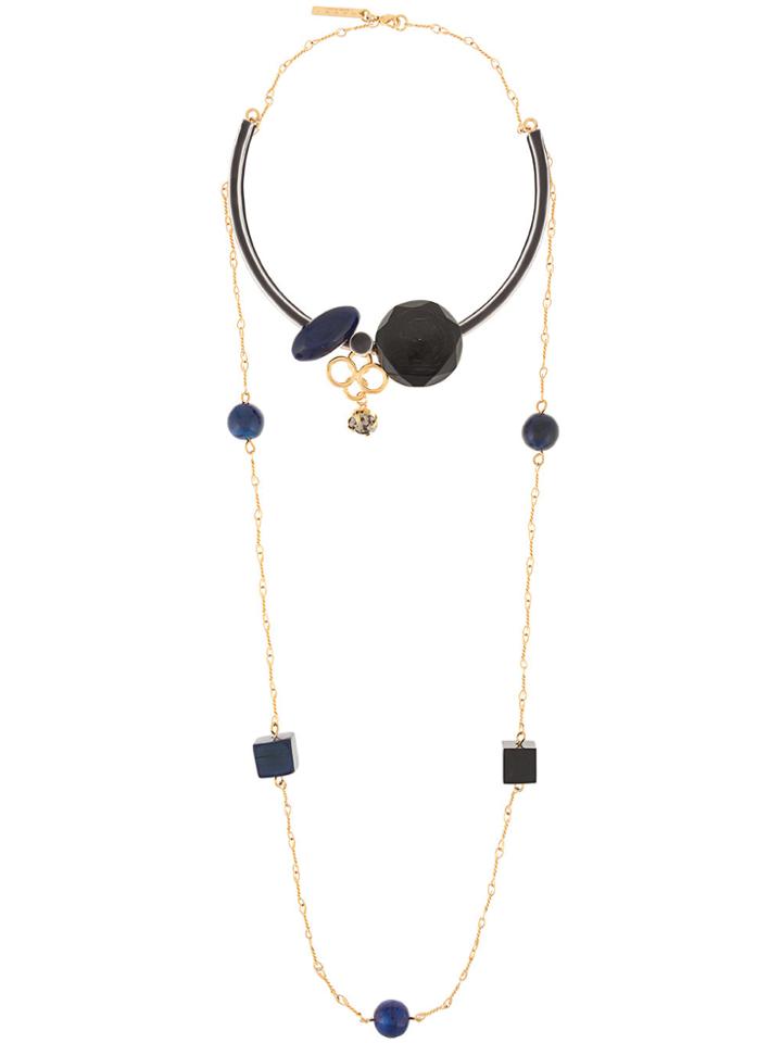 Marni Geometric Shapes Double Necklace - Metallic