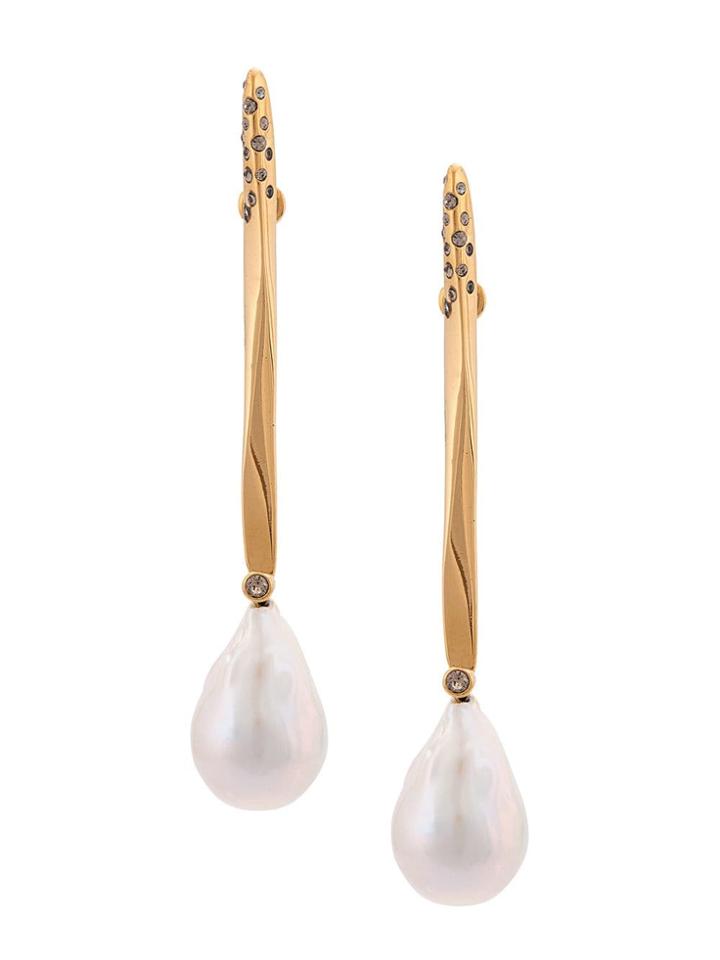 Alexander Mcqueen Pearl Embellished Earrings - Yellow