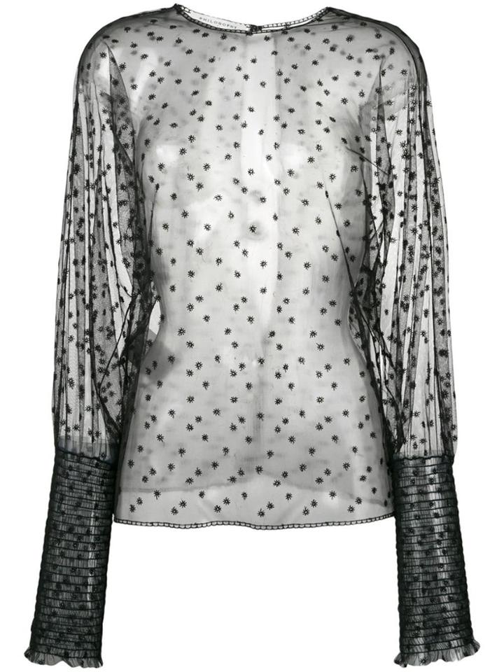 Philosophy Di Lorenzo Serafini Tulle Designed Blouse - Black