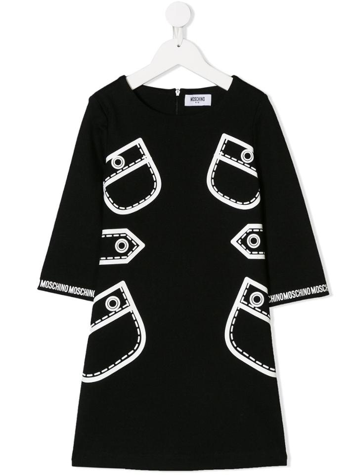Moschino Kids Teen Trompe-l'oeil Print Dress - Black