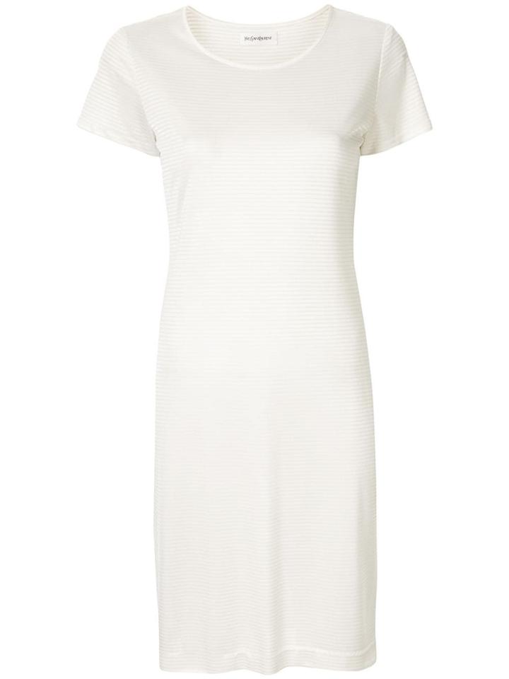 Yves Saint Laurent Pre-owned Striped Shift Dress - White