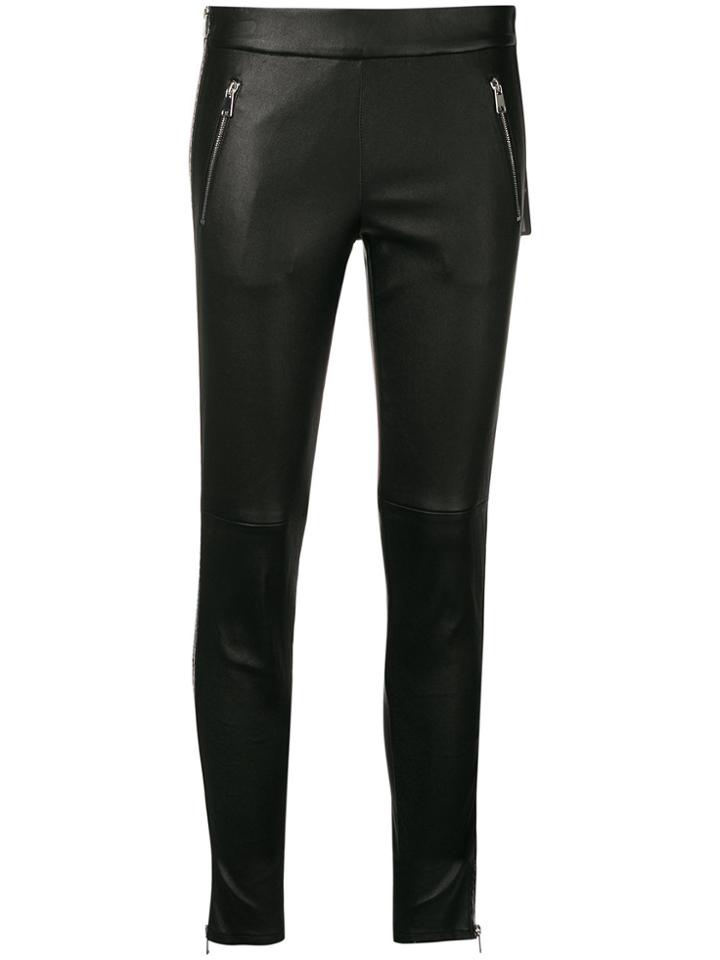 Alexander Mcqueen Zipped Leather Leggings - Black