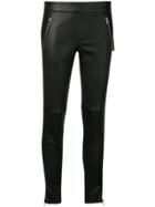 Alexander Mcqueen Zipped Leather Leggings - Black