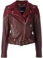 Diesel 'cygni' Biker Jacket, Women's, Size: Xs, Red, Sheep Skin/shearling/goat Skin/cotton/polyester