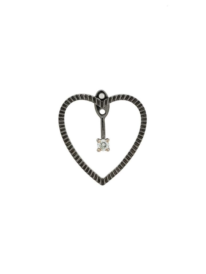 Yvonne Léon 18kt Black Gold And Diamond Heart Earring - Silver