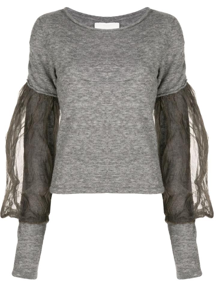 Phaedo Studios Puffed Sleeve Knitted Top - Grey