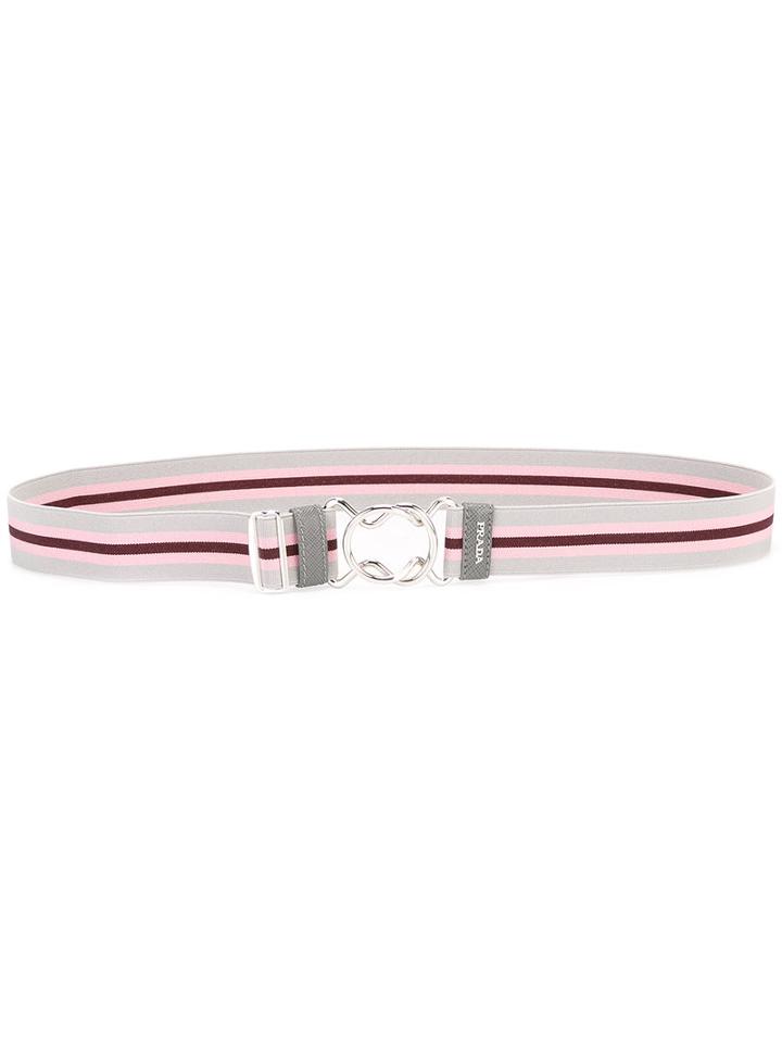 Prada Striped Belt, Women's, Size: 85, Nude/neutrals, Leather/elastodiene/metal