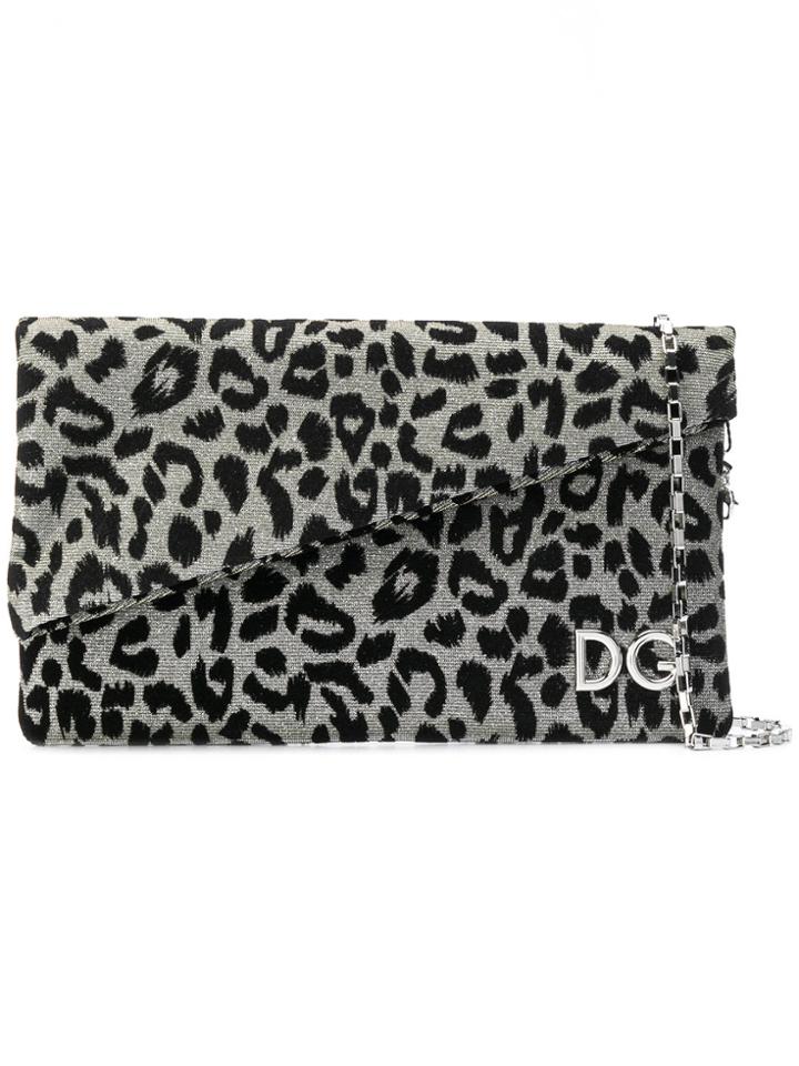 Dolce & Gabbana Leopard Print Clutch - Metallic