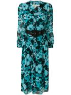 Michael Michael Kors Belted Floral-print Midi Dress - Blue