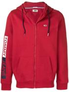 Tommy Jeans Logo Zipped Hoodie - Red