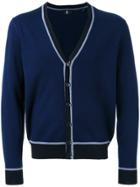 Kent & Curwen Striped Trim V-neck Cardigan - Blue