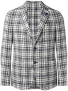 Lardini Checked Blazer, Men's, Size: 50, Blue, Cotton/wool/acrylic/polyamide