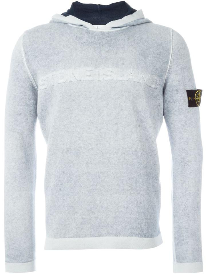 Stone Island Fine Knit Hooded Sweater, Men's, Size: Xxl, Blue, Cotton