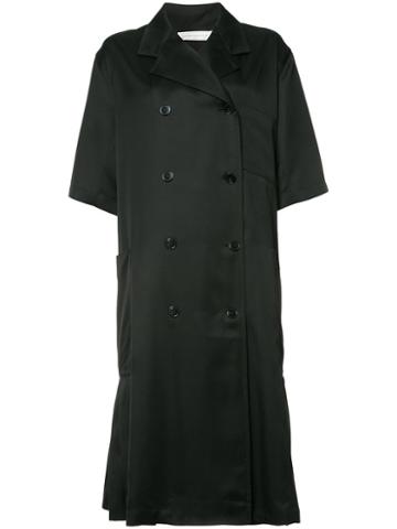 Victoria Beckham Shortsleeved Double Breasted Coat, Women's, Size: 8, Black, Acetate/silk/viscose